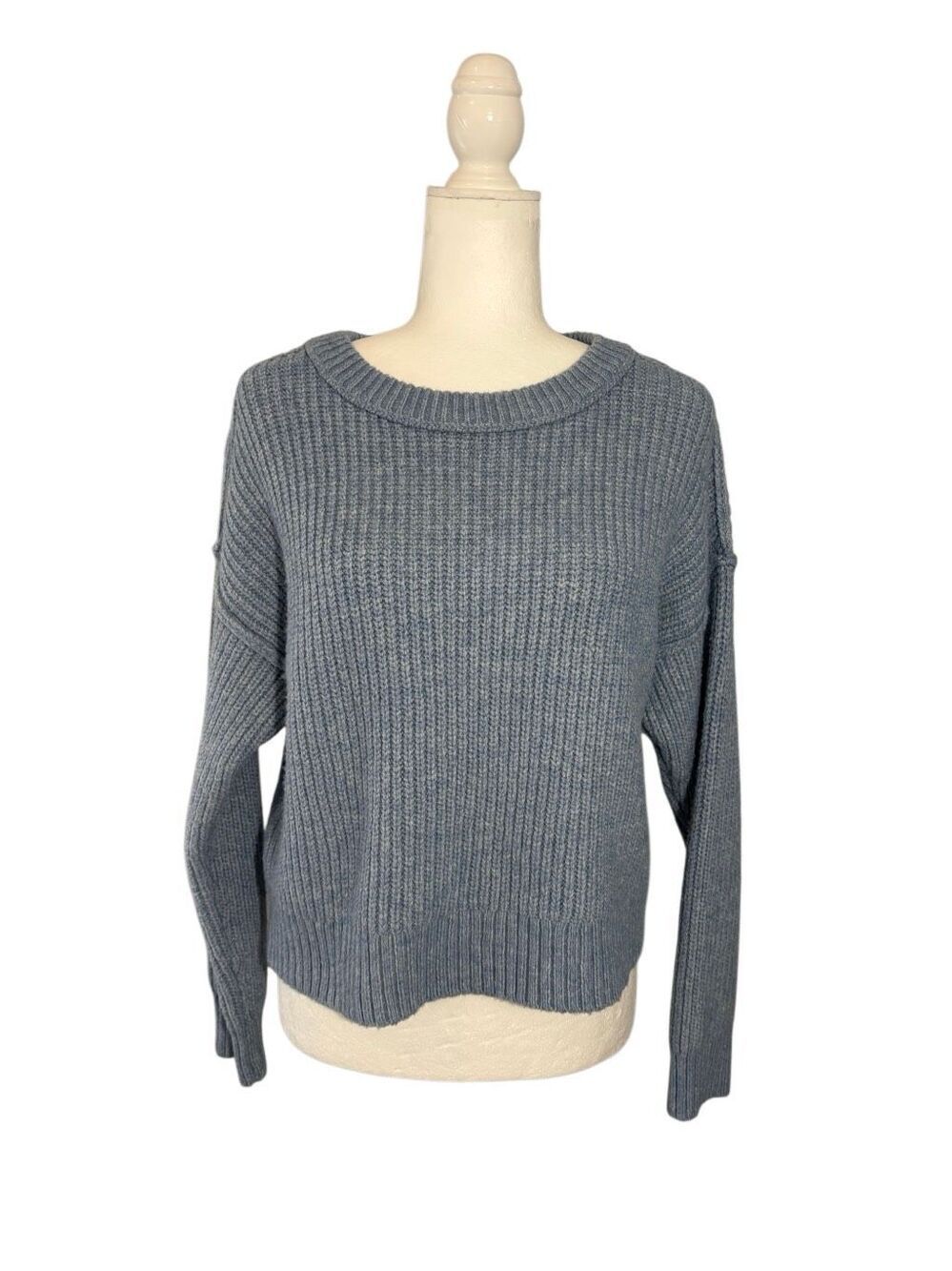 American Eagle oversized ribbed Monaco Blue crewneck sweater - XS